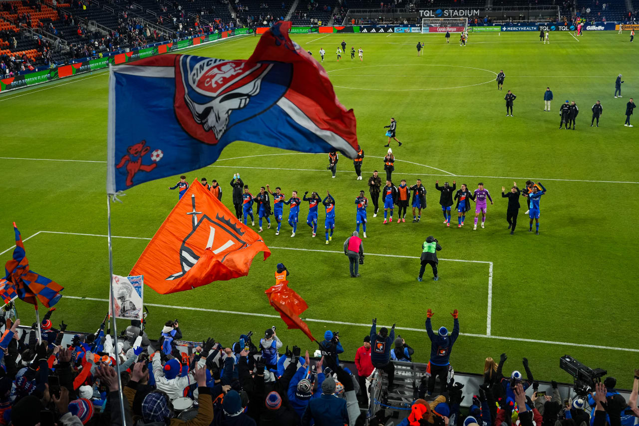 CINCINNATI, OHIO - FEBRUARY 22: FC Cincinnati against New York Red Bulls on February 22, 2025 at TQL Stadium in Cincinnati, Ohio.