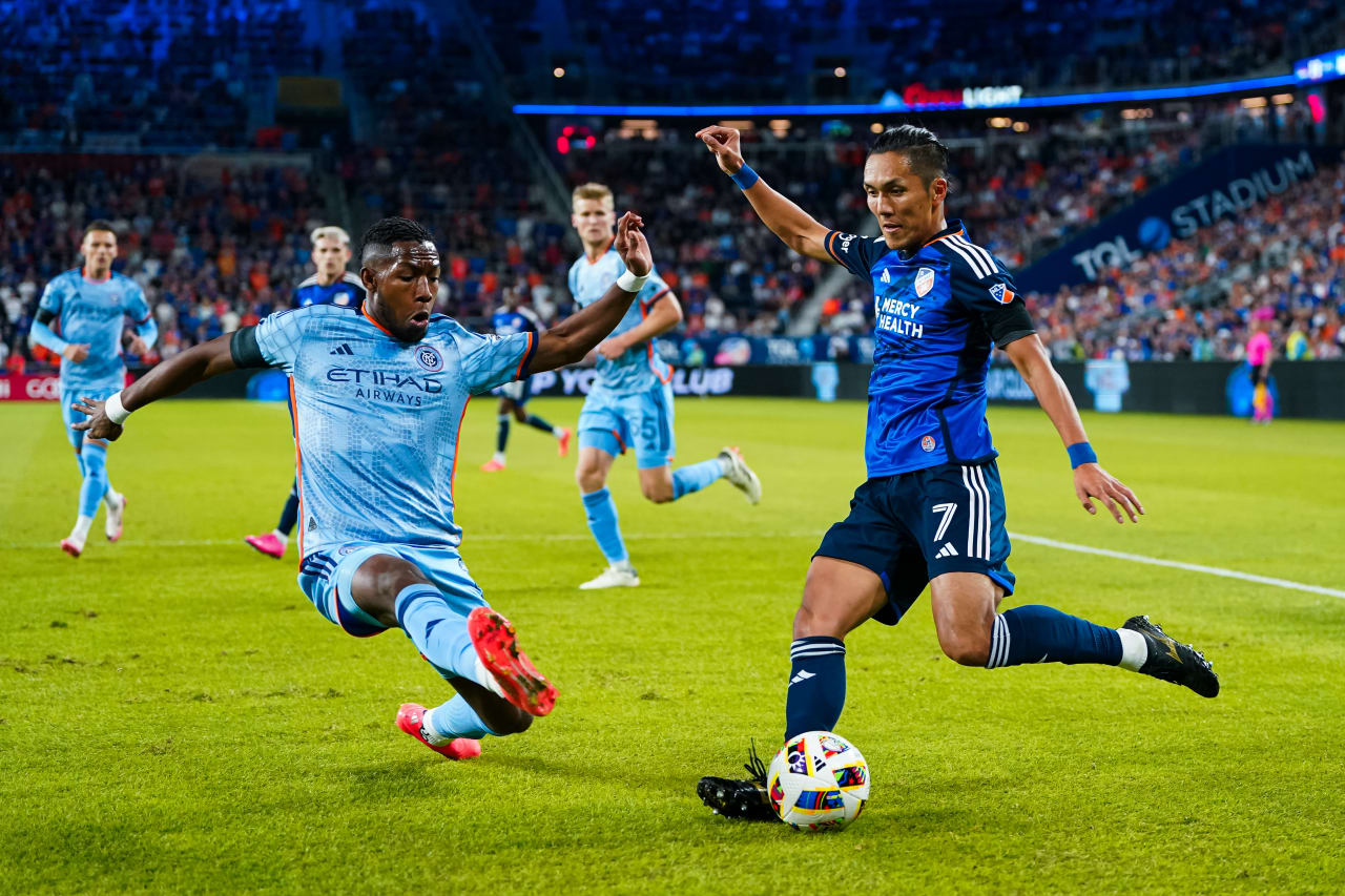 CINCINNATI, OHIO - OCTOBER 28: FC Cincinnati against New York City FC on October 28, 2024 at TQL Stadium in Cincinnati, Ohio.
